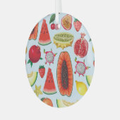 エキゾチックな果実:トレンディープリントシームレス。 ガラスオーナメント (正面左)