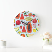 エキゾチックな果実：トレンディープリントシームレス。 ラージ壁時計 (ホーム)