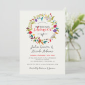 エキゾチックな森のワイルドフラワーリースの結婚式前パーティー 招待状 (スタンド正面)