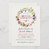 エキゾチックな森のワイルドフラワーリースの結婚式前パーティー 招待状 (正面/裏面)