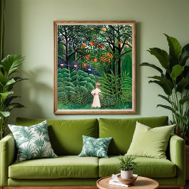 エキゾチックな森の中の女性歩く ポスター