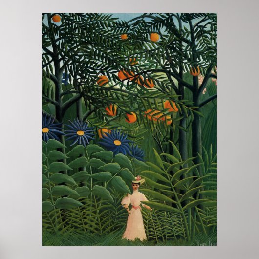 「エキゾチックな森の中の女性歩く」 ポスター (正面)