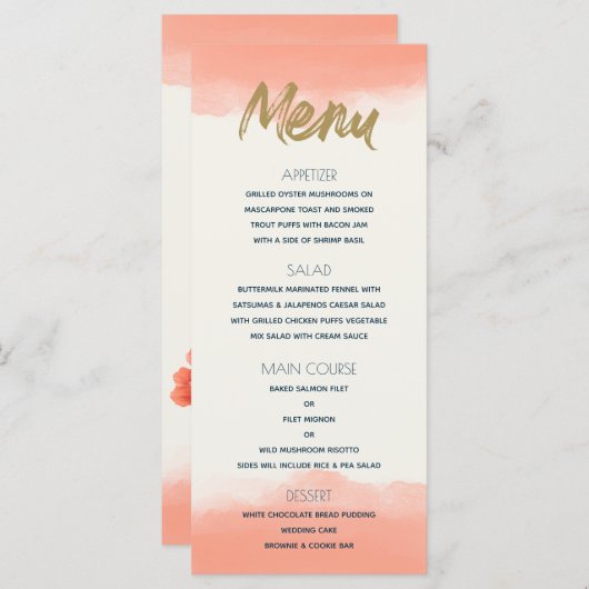 エキゾチックな楽園の珊瑚の水彩画 メニュー (正面/裏面)