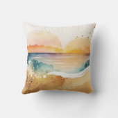 エキゾチックな水の色のビーチ夕日 クッション (裏面)