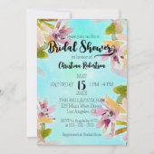エキゾチックな水の色の多肉性ブライダルシャワー 招待状 (正面)