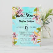 エキゾチックな水の色の多肉性ブライダルシャワー 招待状 (スタンド正面)
