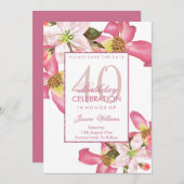 エキゾチックな水の色の花40th誕生日パーティー セーブザデート (正面/裏面)