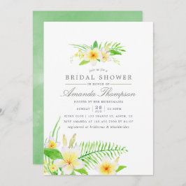 エキゾチックな水の色フランギパニ花ブライダルシャワー 招待状