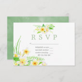 エキゾチックな水の色フランジパニウェディングRSVP 出欠カード (正面/裏面)