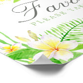エキゾチックな水の色フランジパニス結婚式の引き出物標識 ポスター (角)