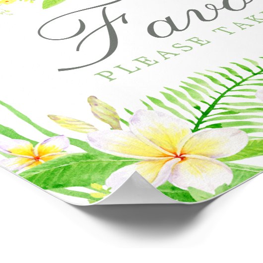 エキゾチックな水の色フランジパニス結婚式の引き出物標識 ポスター (角)