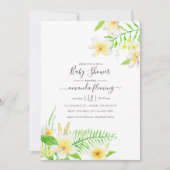 エキゾチックな水の色フランジパニフローラ赤ちゃんシャワー 招待状 (正面)