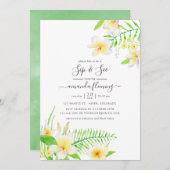 エキゾチックな水の色フランジパニフローラsipと参照 招待状 (正面/裏面)