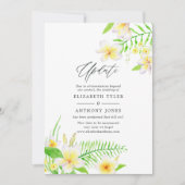 エキゾチックな水の色フランジパニ結婚フローラの更新 招待状 (正面)