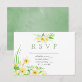 エキゾチックな水彩プルメリアの結婚式RSVP 出欠カード (正面/裏面)