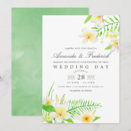 エキゾチックな水彩画のフランジーパニーの花のウェディング招待状 招待状
