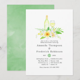 エキゾチックな水彩画のリハーサルディナーとワイン試飲 招待状