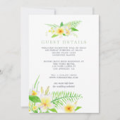 エキゾチックな水彩画フランジーパニー結婚式ゲスト詳細 招待状 (正面)