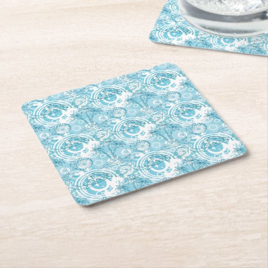 エキゾチックな海パターン スクエアペーパーコースター (アングル)