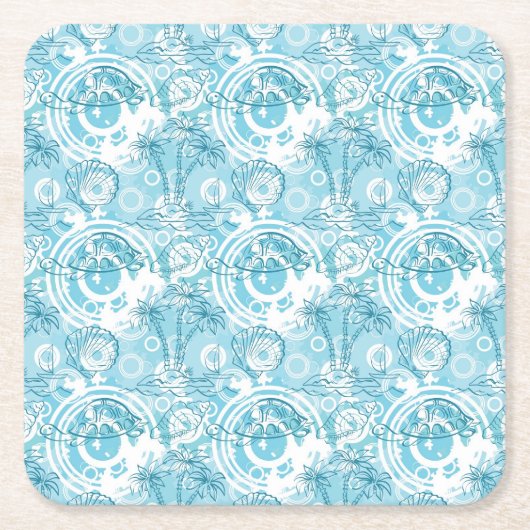 エキゾチックな海パターン スクエアペーパーコースター (正面)