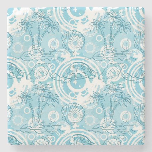 エキゾチックな海パターン ストーンコースター (正面)