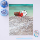 エキゾチックな海岸の熱帯花とココナッツ チラシ (シングル)