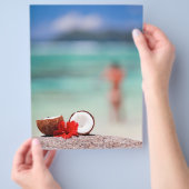 エキゾチックな海岸の熱帯花とココナッツ チラシ (手)