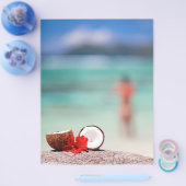 エキゾチックな海岸の熱帯花とココナッツ チラシ (シングル)