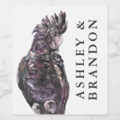 エキゾチックな熱帯の紫のオウムと名前のワイン ワインラベル (シングルラベル)