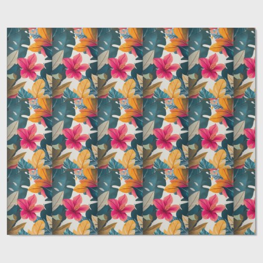エキゾチックな熱帯の花離れと ラッピングペーパー (フラット)