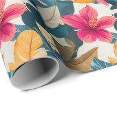 エキゾチックな熱帯の花離れと ラッピングペーパー (ロールコーナー)