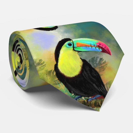 エキゾチックな熱帯トコ·トゥカン·バ絵画ード-ミグン ネクタイ (ロール)