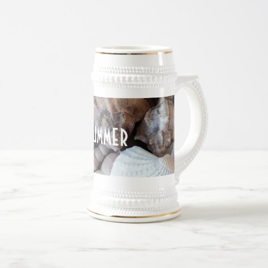 エキゾチックな熱帯夏の貝殻写真 ビールジョッキ (正面右)