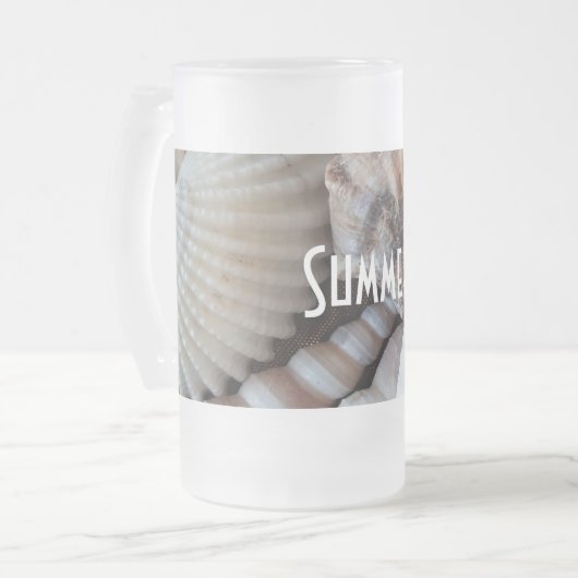 エキゾチックな熱帯夏の貝殻写真 フロストグラスビールジョッキ (正面左)