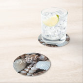 エキゾチックな熱帯夏の貝殻写真 ラウンドペーパーコースター (インサイチュ)