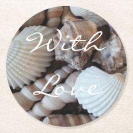 エキゾチックな熱帯夏の貝殻写真 ラウンドペーパーコースター