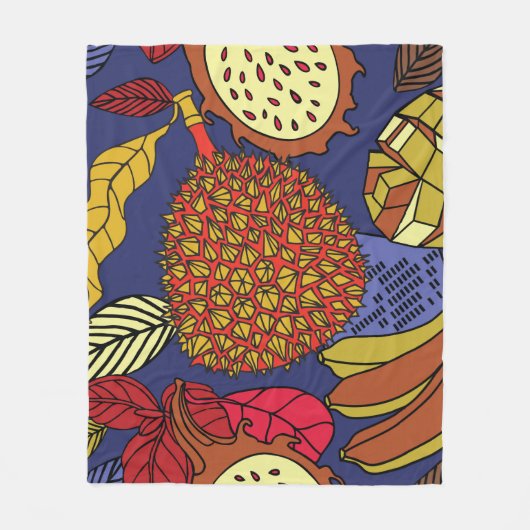 エキゾチックな熱帯性の果物のミックス。明るいフローラ フリースブランケット (正面)