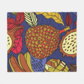 エキゾチックな熱帯性の果物のミックス。明るいフローラ フリースブランケット (正面(横))