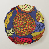 エキゾチックな熱帯性の果物のミックス。明るいフローラ ラウンドクッション (裏面)