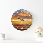 エキゾチックな熱帯日没、カンクンバハマのビーチ、 ラージ壁時計 (ホーム)