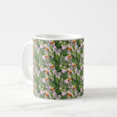 エキゾチックな熱帯鳥のジャングルの葉 コーヒーマグカップ (正面左)