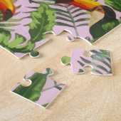 エキゾチックな熱帯鳥のジャングルの葉 ジグソーパズル (側面)