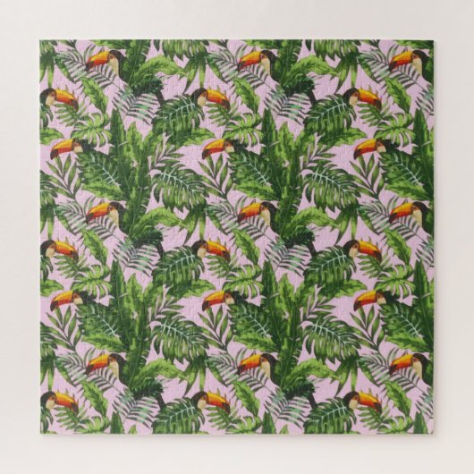エキゾチックな熱帯鳥のジャングルの葉 ジグソーパズル (縦)