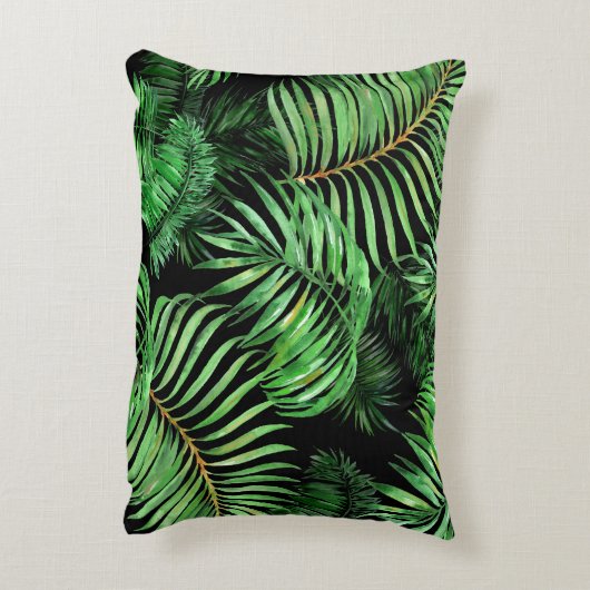 エキゾチックな熱帯、水の色のパームのパターン。 アクセントクッション (裏面(縦))