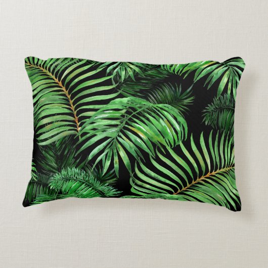 エキゾチックな熱帯、水の色のパームのパターン。 アクセントクッション (裏面)