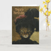 エキゾチックな猫誕生日カード カード (黄色い花)