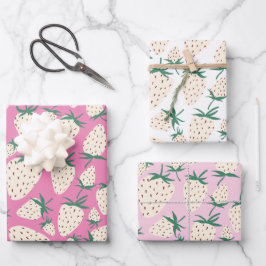 エキゾチックな白いちご甘いカラフル果物 ラッピングペーパーシート