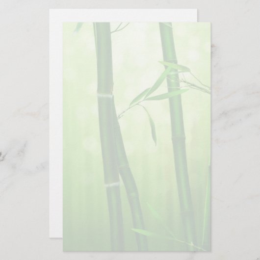 エキゾチックな竹茎と緑の黄色の背景 便箋 (正面/裏面)