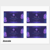 エキゾチックな紫の花のラベル ダークブルーの背景 長方形シール (シート)