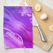 エキゾチックな紫色の大理石 キッチンタオル (四つ折り)